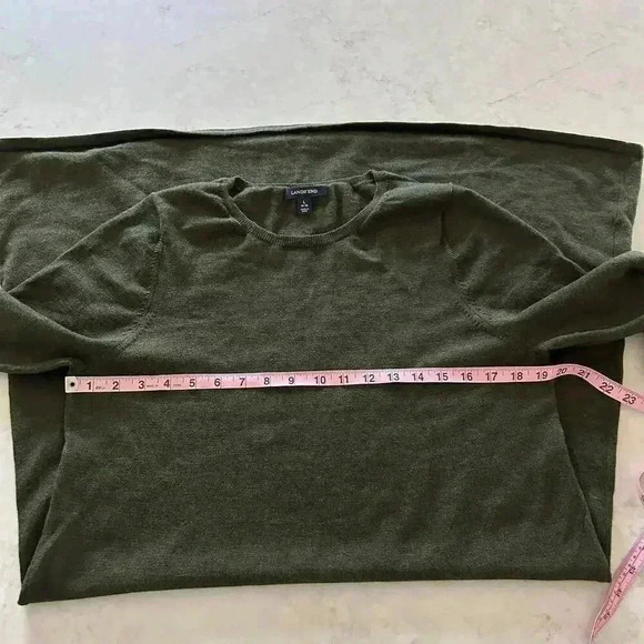 Lands End Merino Wool Blend Midi Knit Dress 3/4 Sleeves Dark Green Size Large - Picture 5 of 8